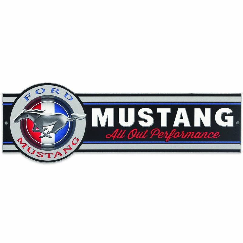 Open Road Brands Ford Mustang All Out Performance Metal Sign - Vintage Ford Mustang Sign for Garage  Shop or Man Cave  - Image 1