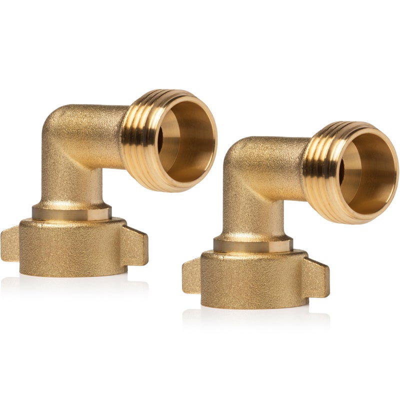 Renator 90 Degree Hose Elbow for RVs and Residential Outdoor Faucets Certified Leadfree Brass Water RV Camper Connector Garden Hose 90 Degree Elbow Water Fitting 2 Pack - Image 3