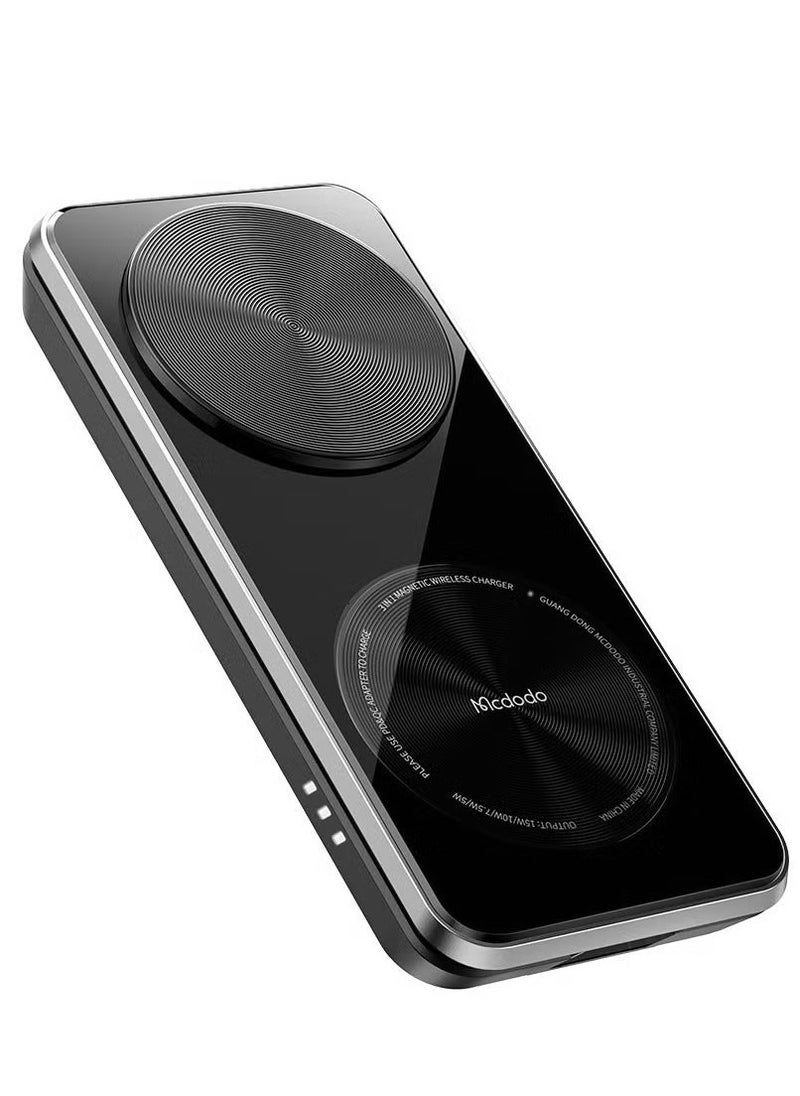 Mcdodo - CH-1151 3-in-1 Magnetic Wireless Charger Stand Station – Phone Holder, Wireless Charger for iPhone, Samsung, and Other Devices, Fast Charging, Compact Design, Compatible with Qi-enabled Phones, Perfect for Desk or Nightstand - Image 1