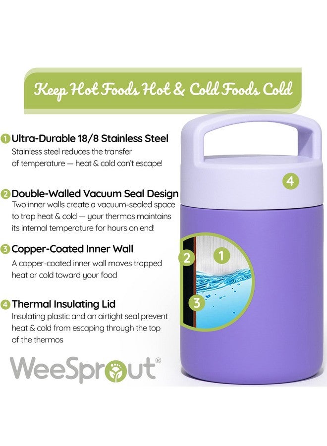 وي سبراوت ترمس غداء معزول من الفولاذ المقاوم للصدأ من WeeSprout، ترمس حساء للأطعمة الساخنة والباردة، وعاء طعام للأطفال سعة 12 أونصة، مقبض مناسب للأطفال، وعاء طعام مانع للتسرب، ترموس للطعام الساخن - Image 2