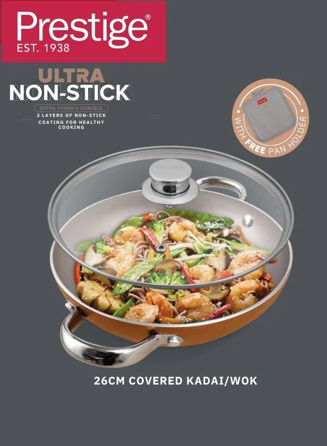 Prestige Prestige Ultra 26Cm Kadai With Glass Lid And Pan Holder