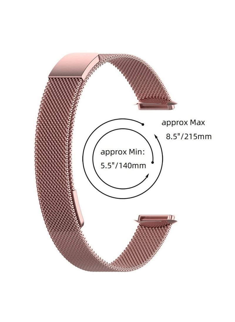 Generic - Metal Mesh Stainless Steel Magnetic Milanese Watch Replacement Band for Fitbit Luxe Special Edition Smartwatch (Rose Pink) - Image 1