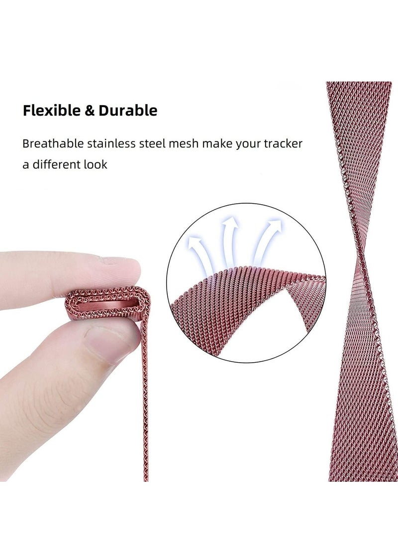 Generic - Metal Mesh Stainless Steel Magnetic Milanese Watch Replacement Band for Fitbit Luxe Special Edition Smartwatch (Rose Pink) - Image 1