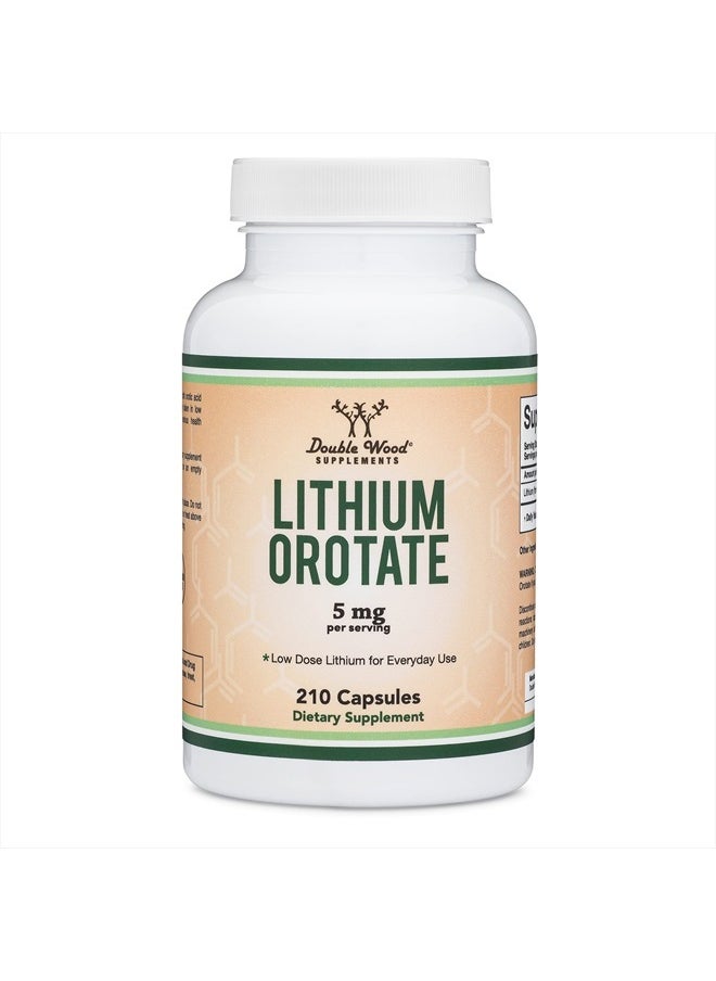 Double Wood Supplements - Lithium Orotate 5mg, 210 Capsules (Third Party Tested, Vegan Safe, Non-GMO) for a Calmer Mind, More Balanced Mood, and Better Rest at Night by Double Wood Supplements - Image 1