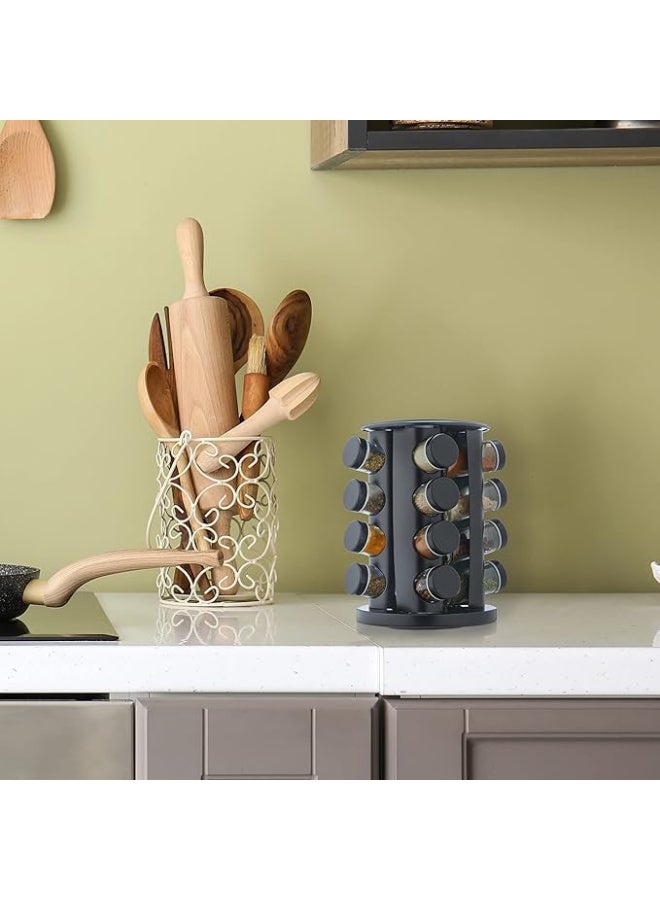 Orchid Stainless Steel Spice Organizer, Seasoning Jars Set, Countertop Storage Spice Rack, Glass Spice Containers for Kitchen Storage, Herb and Spice Containers - Image 5