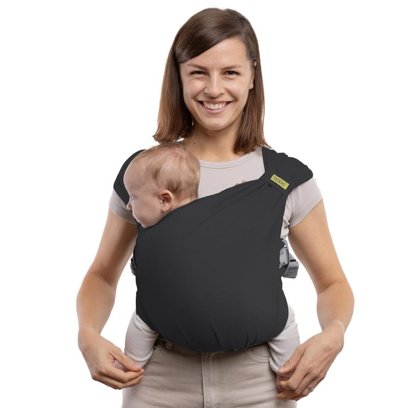 Boba Bliss Pre-Wrapped Baby Carrier with Buckle - Newborn to 7-35 lbs Light, Breathable & Easy to Adjust Hybrid Infant Sling & Toddler Carrier - Certified Hip-Healthy for 0-18 Months - Charcoal - Image 1