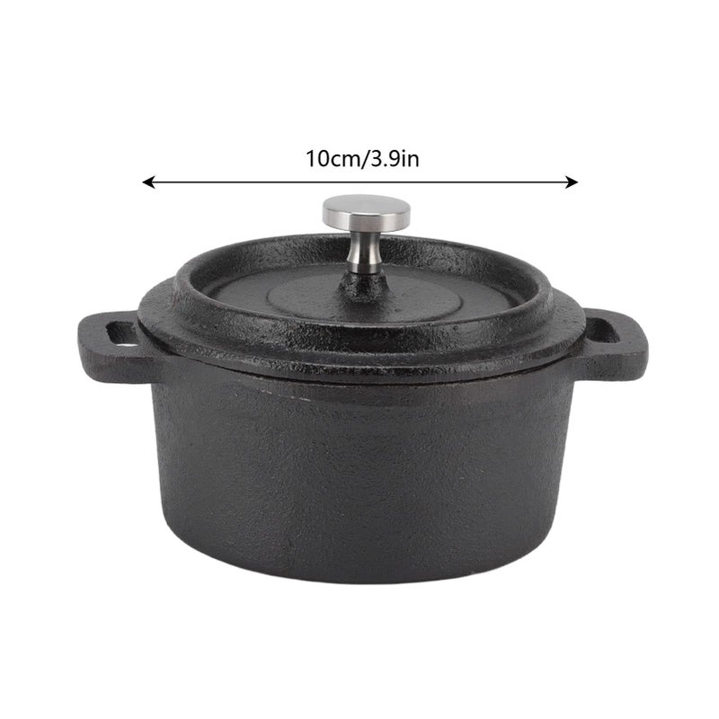 4 Inch Cast Iron Mini Dutch Oven With Lid Dual Handles For Camping Campfire Stove - Image 3