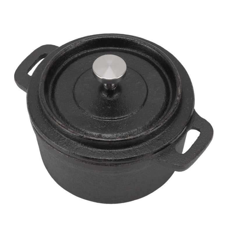 4 Inch Cast Iron Mini Dutch Oven With Lid Dual Handles For Camping Campfire Stove - Image 2