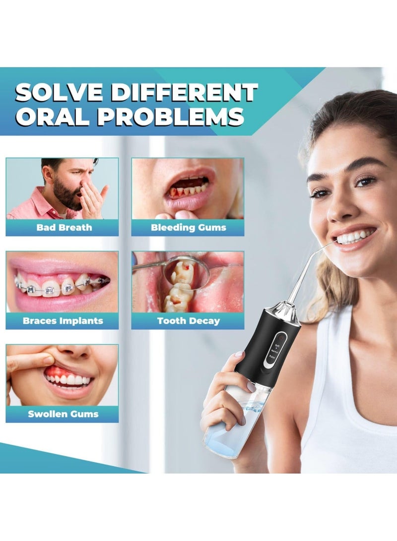 ELTRAZONE Portable Water Flosser for Teeth, Cordless Oral Irrigator with USB-C Charging, 230mL IPX7 Waterproof Dental Cleaner for Braces & Gums, 3 Modes & 4 Jet Tips | Green - Image 5