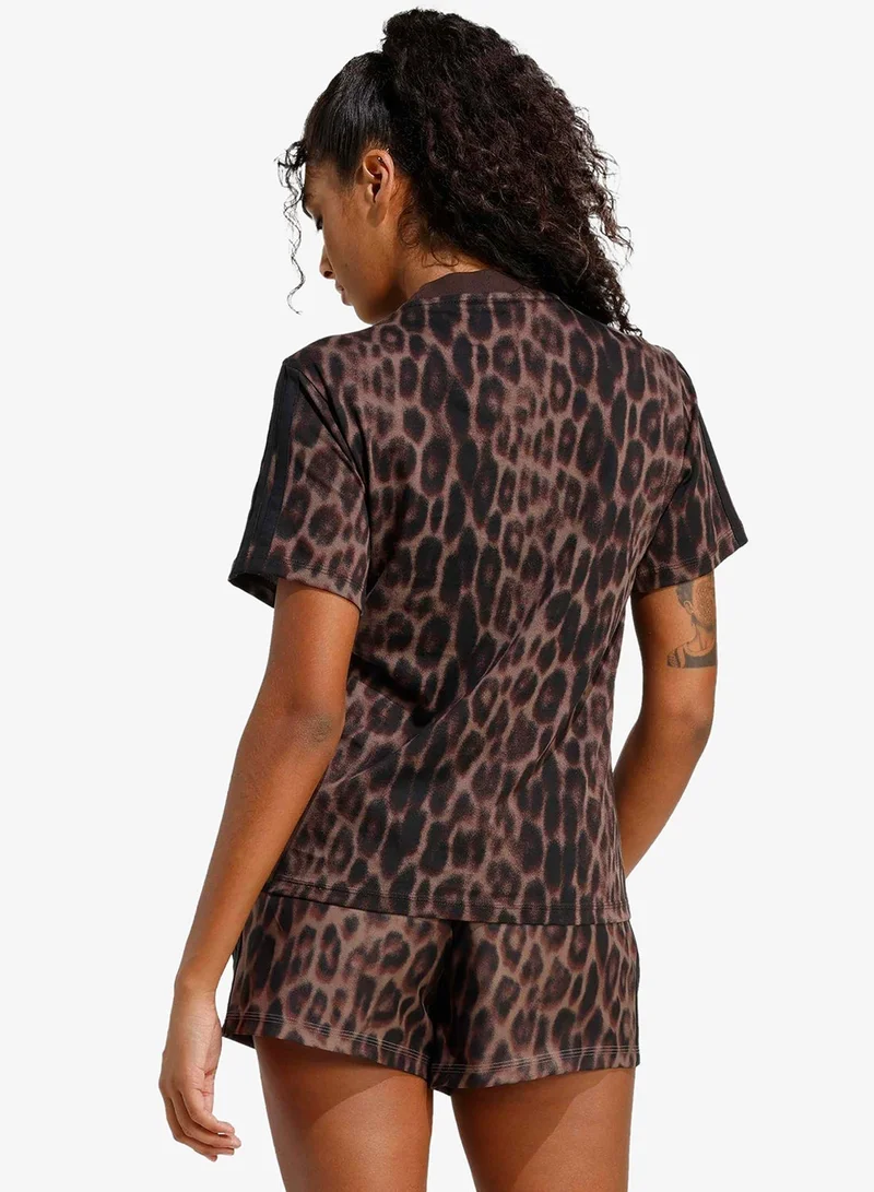 Adidas 3-Stripes Leopard Print T-Shirt