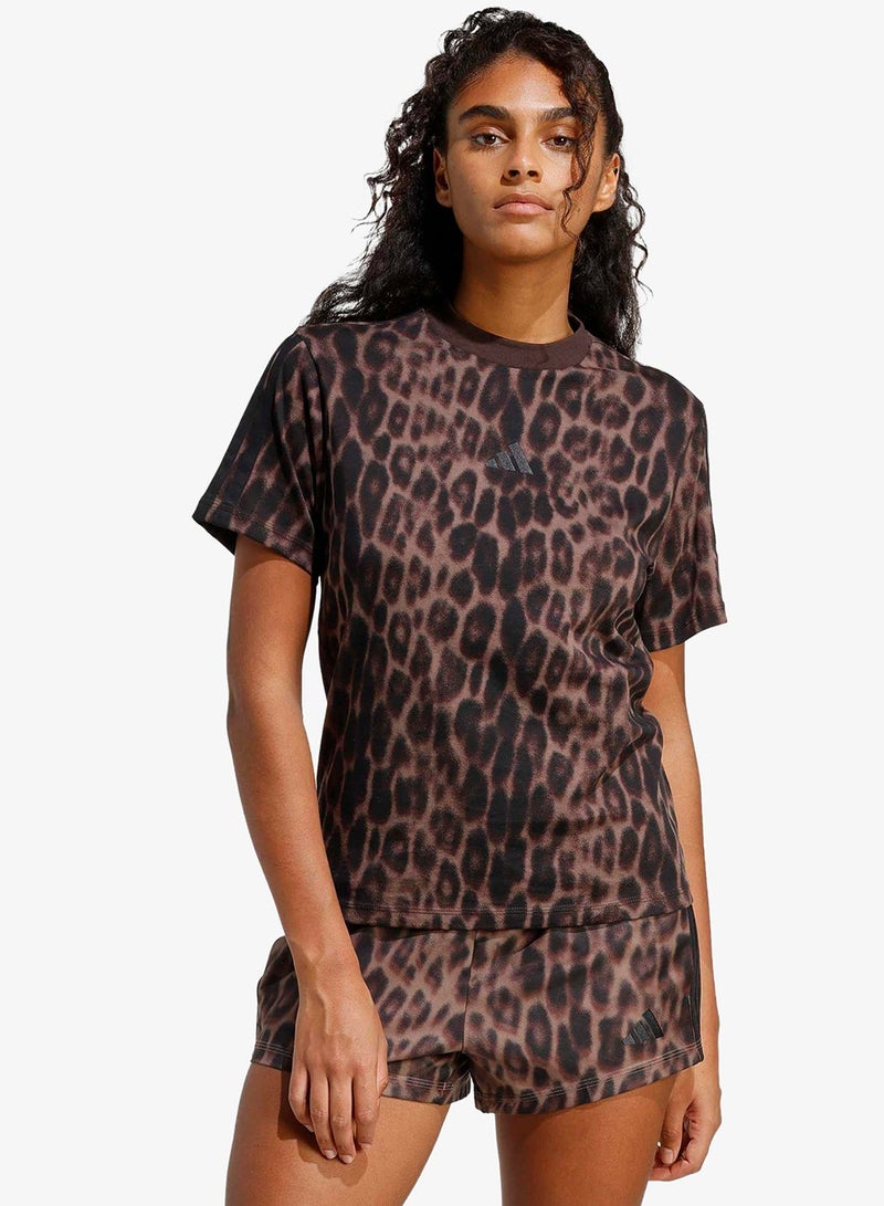 Adidas 3-Stripes Leopard Print T-Shirt - Image 1