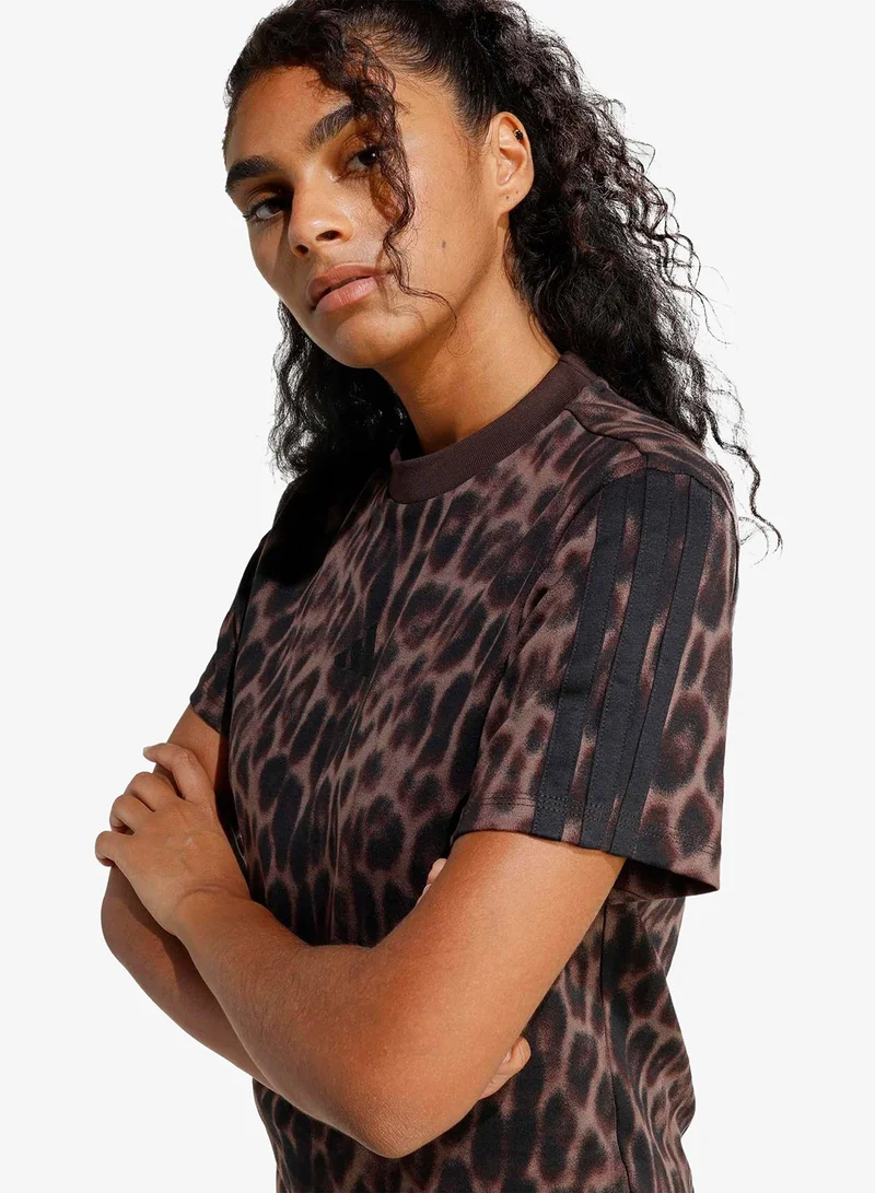 Adidas  3-Stripes Leopard Print T-Shirt for Women | Best Price UAE
