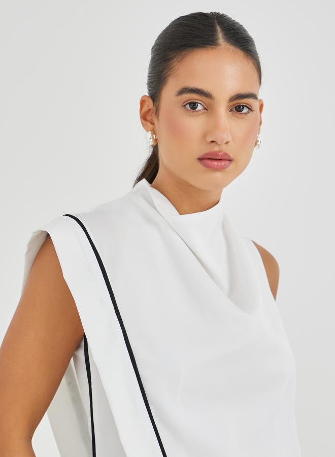 Styli Solid Asymmetric Hem Sleeveless Top - Image 3