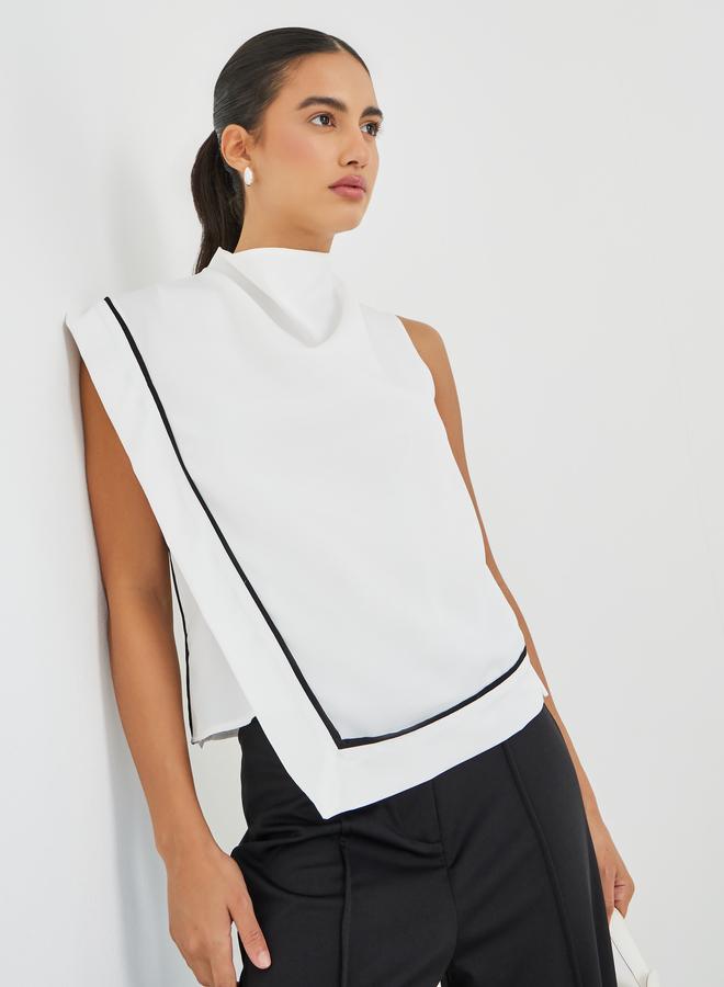 Styli Solid Asymmetric Hem Sleeveless Top - Image 1