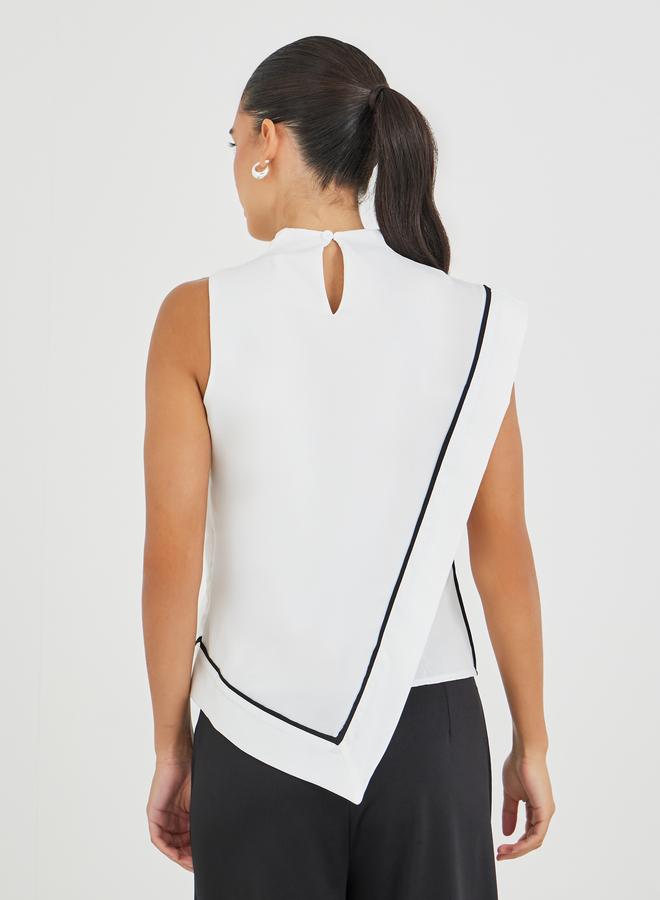 Styli Solid Asymmetric Hem Sleeveless Top - Image 4