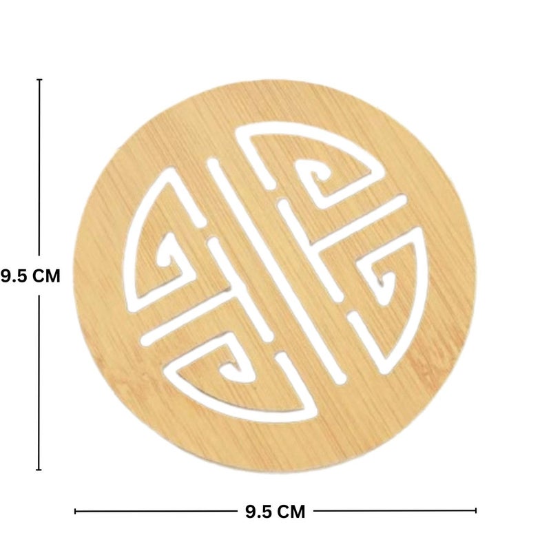 BENCI BENCI Wooden Bamboo Trivet Coaster, Wooden Heat Resistant Mat, Wooden Non-Slip Insulation Table Mat for Pots, Pans, Plates, Dishes,Teapots (Random Pattern) (Set of 2) - Image 2