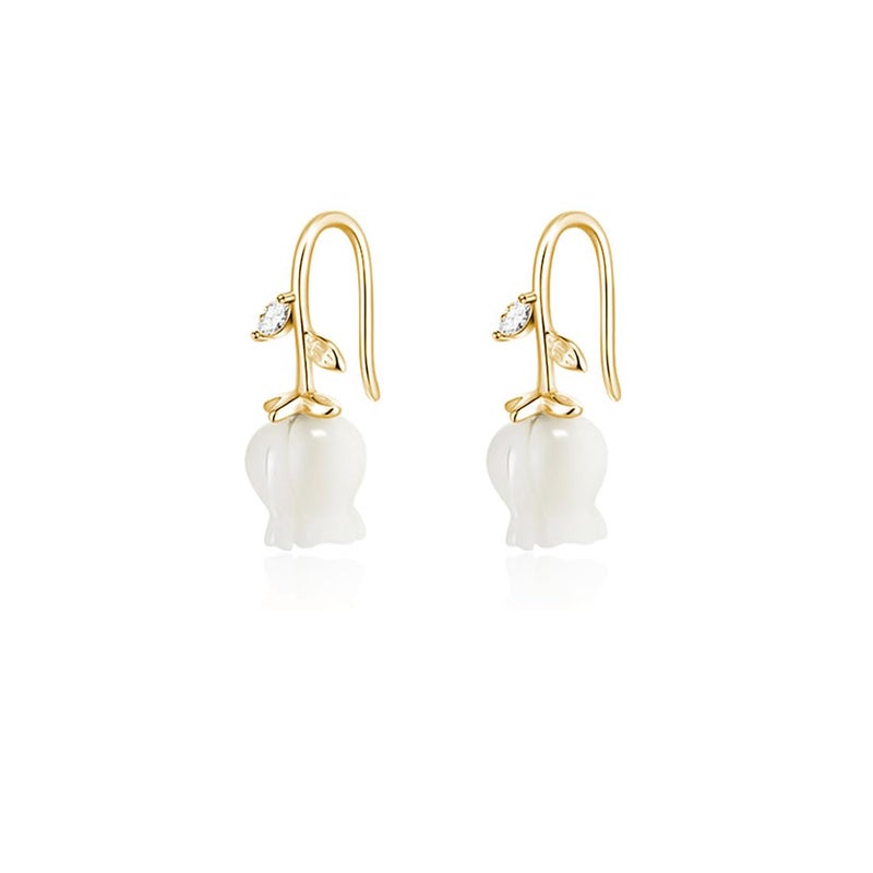 Reffeer Solid 925 Sterling Silver Flower Crawler Cuff Earrings Wraps for Women Teen Girls Flower Wrap Earrings Climber (B-18K Gold) - Image 1