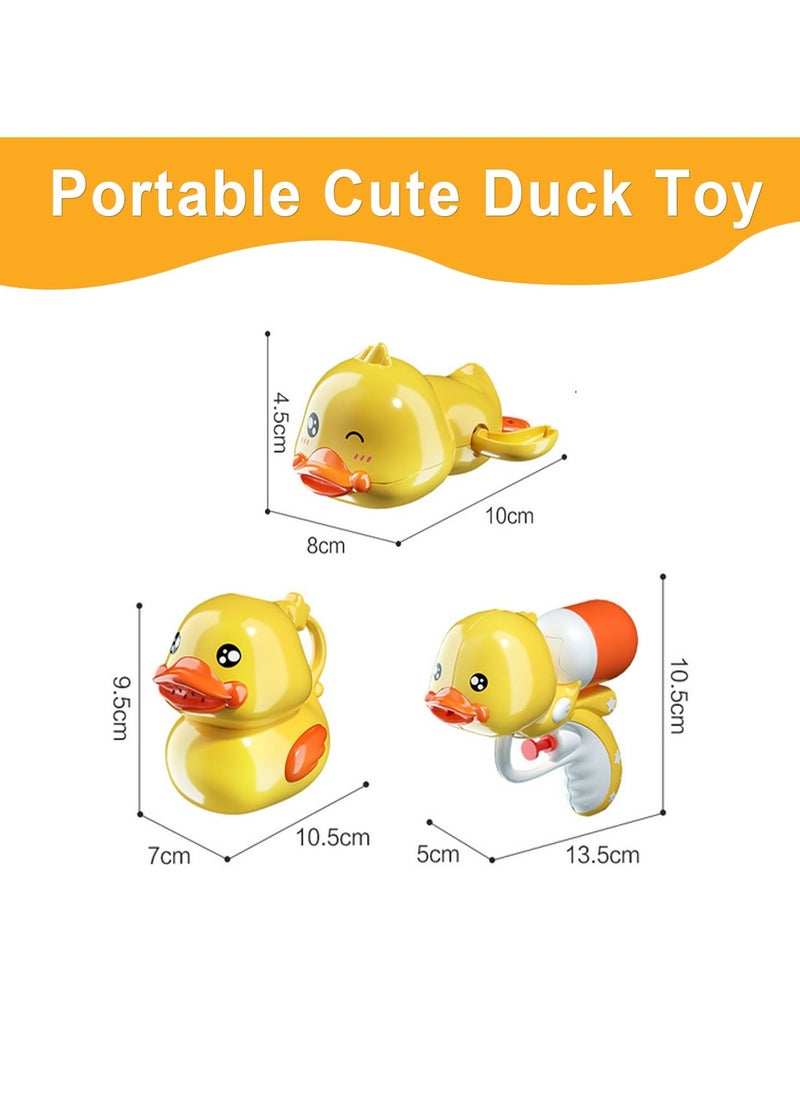 Mr. Penda 3PCS Lovely Duck Baby Bathtub Toys, Safety Toddler Bath Toys, Water Spray Toy, Shower Toy, Floating Wind-Up Toy, Preschool Toddler Pool Toys (Yellow)  - Image 2