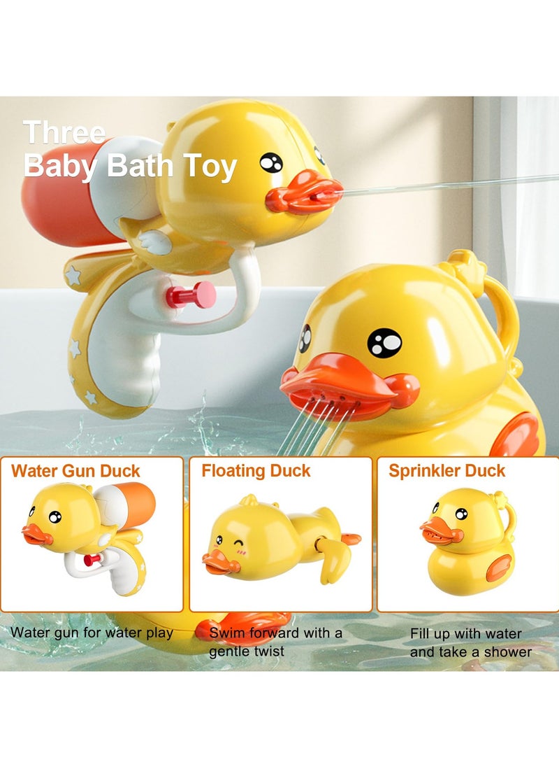 Mr. Penda 3PCS Lovely Duck Baby Bathtub Toys, Safety Toddler Bath Toys, Water Spray Toy, Shower Toy, Floating Wind-Up Toy, Preschool Toddler Pool Toys (Yellow)  - Image 3