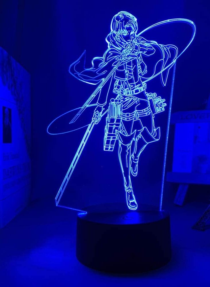 الثقة كي Attack on Titan Levi Ackerman ثلاثية الأبعاد أنيمي الشكل صورة ظلية الوهم ضوء الليل ديكور غرفة نوم الاطفال هدية هجوم على Titan Comic Lights Levi Statuelamp - Image 2