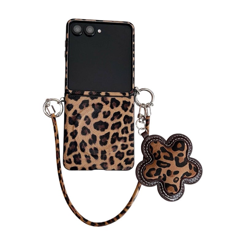 Protective Case | Drop Protection | Leopard Print | PC | Shockproof Cover for Samsung Galaxy Z Flip 5 - Image 1