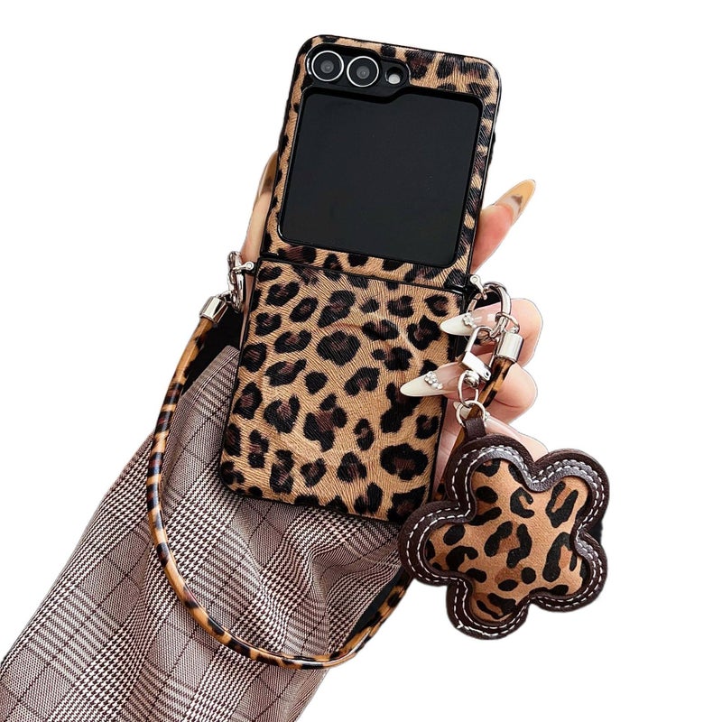 Protective Case | Drop Protection | Leopard Print | PC | Shockproof Cover for Samsung Galaxy Z Flip 5 - Image 4