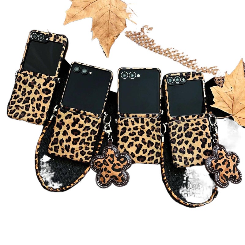 Protective Case | Drop Protection | Leopard Print | PC | Shockproof Cover for Samsung Galaxy Z Flip 5 - Image 2