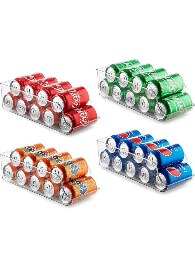 Arabest Set of 4 Refrigerator Organizer Bins Pop Soda Can Dispenser Beverage Holder for Fridge, Freezer, Kitchen, Countertops, Cabinets - Clear Plastic Canned Food Pantry Storage Rack  - Image 1