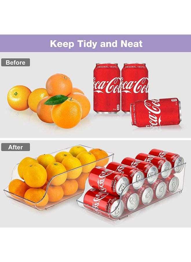 Arabest Set of 4 Refrigerator Organizer Bins Pop Soda Can Dispenser Beverage Holder for Fridge, Freezer, Kitchen, Countertops, Cabinets - Clear Plastic Canned Food Pantry Storage Rack  - Image 4