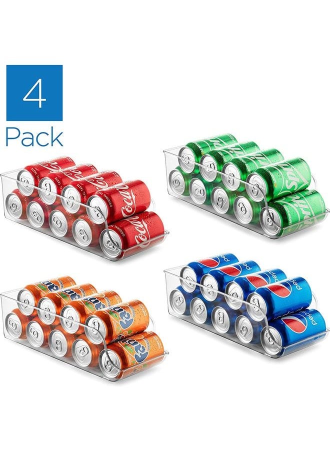 Arabest Set of 4 Refrigerator Organizer Bins Pop Soda Can Dispenser Beverage Holder for Fridge, Freezer, Kitchen, Countertops, Cabinets - Clear Plastic Canned Food Pantry Storage Rack  - Image 2