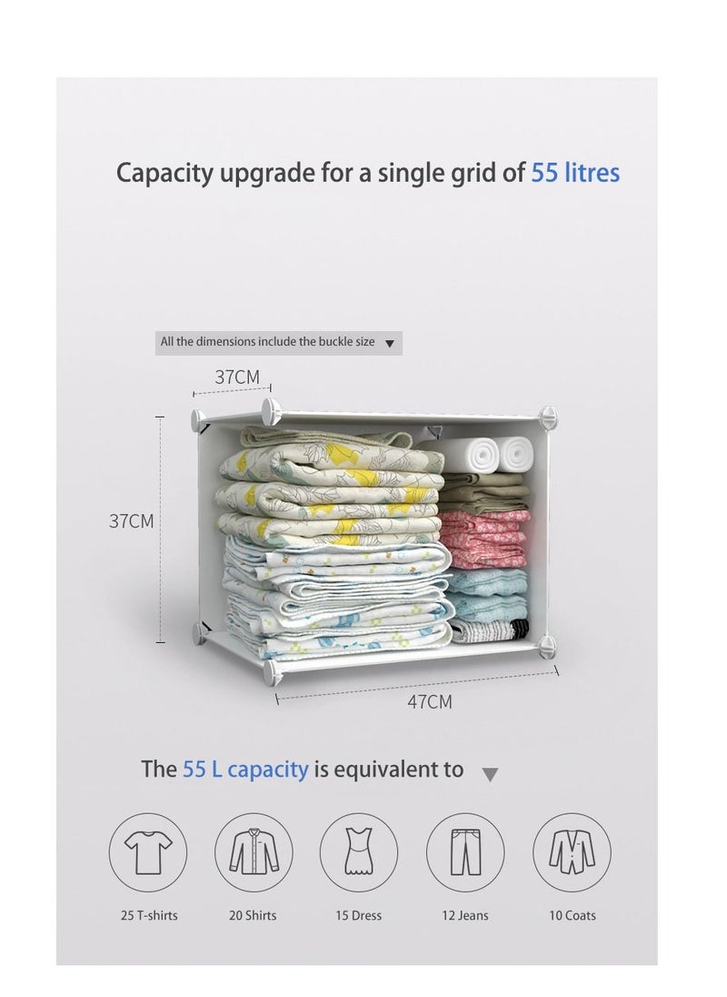 XiuWoo - 10-Cube Storage Cabinet Closet Portable Space-Saving Wardrobe Combination Armoire With Shelf for Clothes Books Toys Towels - Image 1