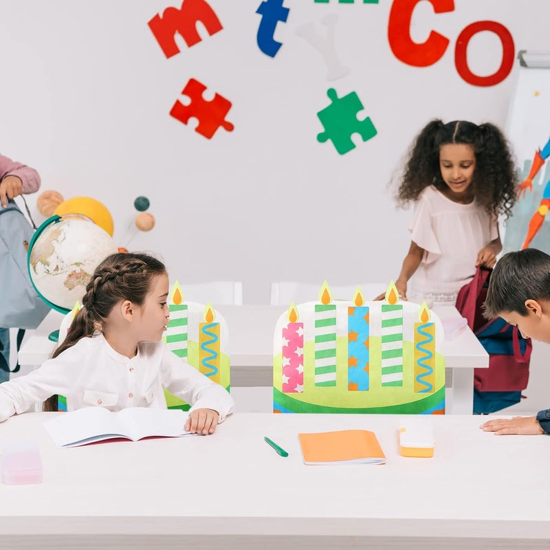 Tegeme Birthday Chair Cover 2 Pieces Kids Chair Cover Classroom Seat Decorations for Party Home School Office(Blue) - Image 2