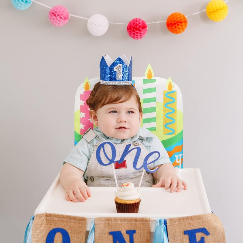 Tegeme Birthday Chair Cover 2 Pieces Kids Chair Cover Classroom Seat Decorations for Party Home School Office(Blue) - Image 5