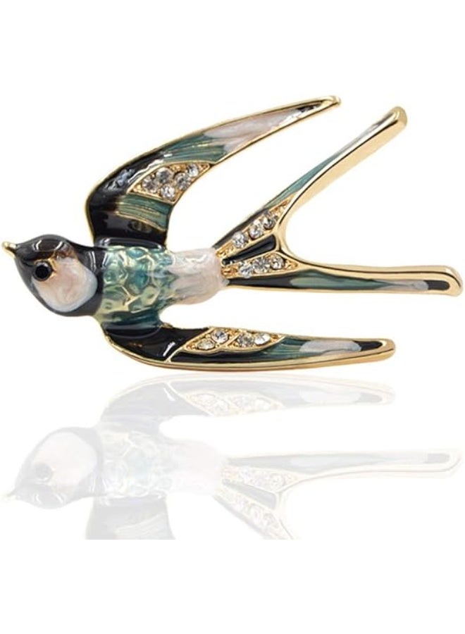 Goolsky Premium Lovely Crystal Swallow Animal Brooch Bird Lapel Pin Badge Women Jewelry - Image 1