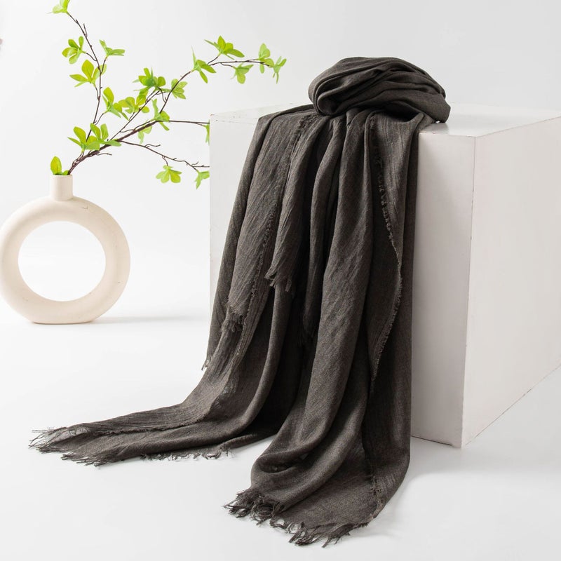 Spring Korean Solid Color Long Silk Scarf -53 gray green - Image 1