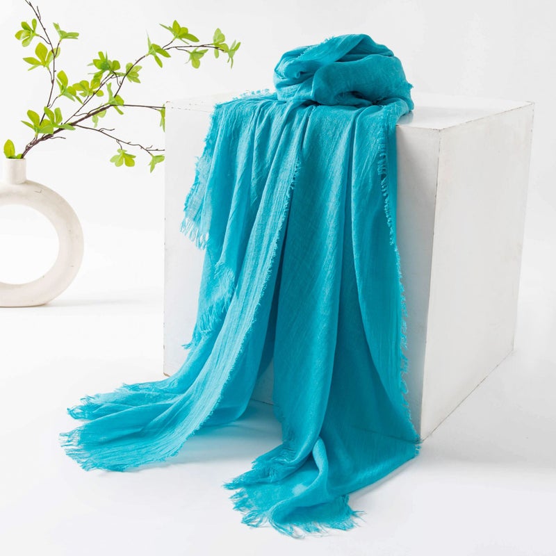Spring Korean Solid Color Long Silk Scarf -53 gray green - Image 3