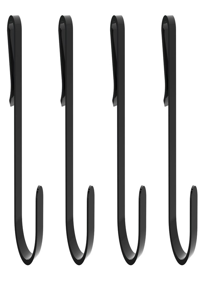 InterMETRO Metro LHK23B Snap-On Metal Hooks for Wire Shelving - 5 lbs Capacity Black J-Hooks for Hanging Kitchen Tools, Utensils and More - Pack of 4 - Image 1