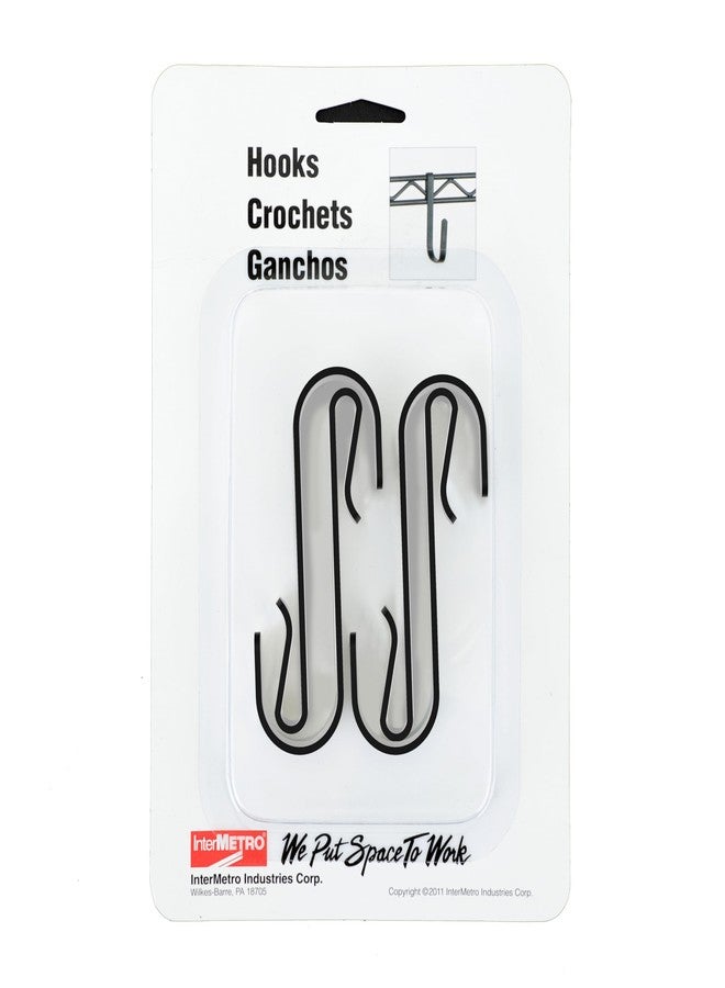 InterMETRO Metro LHK23B Snap-On Metal Hooks for Wire Shelving - 5 lbs Capacity Black J-Hooks for Hanging Kitchen Tools, Utensils and More - Pack of 4 - Image 2