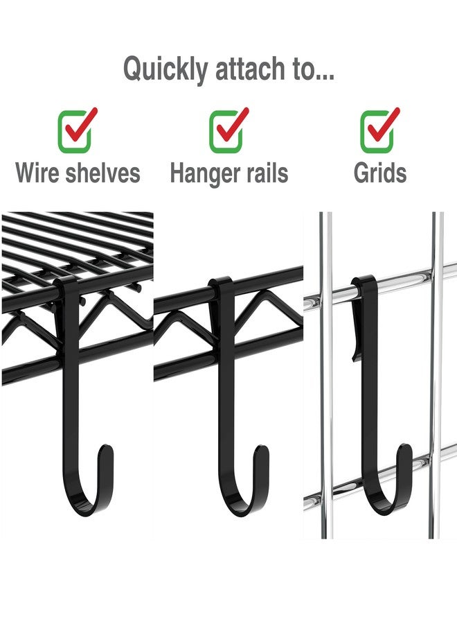 InterMETRO Metro LHK23B Snap-On Metal Hooks for Wire Shelving - 5 lbs Capacity Black J-Hooks for Hanging Kitchen Tools, Utensils and More - Pack of 4 - Image 3