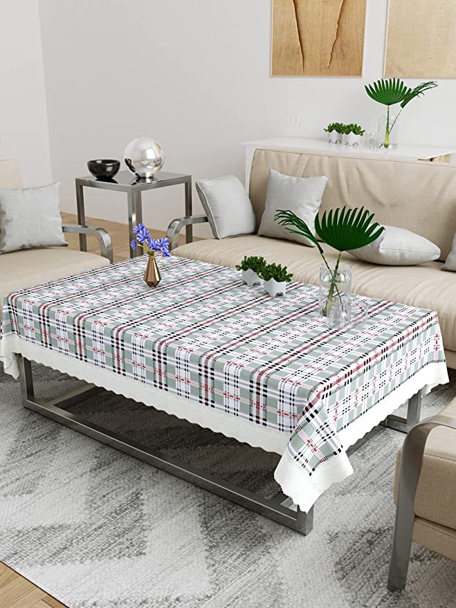 CASANEST Rectangular AntiSlip ZigZag Striped Center Table Cover 54x78 inch 46 Seater Table Cover Green printed0002 54x78 Green - Image 2