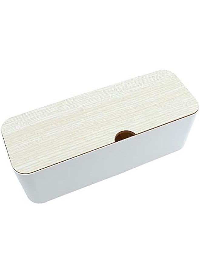 MIXDE 1Pc Power Cord Storage Box Household Plastic Creative Cable Management for Desktop Home White  - Image 1