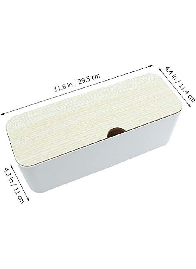 MIXDE 1Pc Power Cord Storage Box Household Plastic Creative Cable Management for Desktop Home White  - Image 3