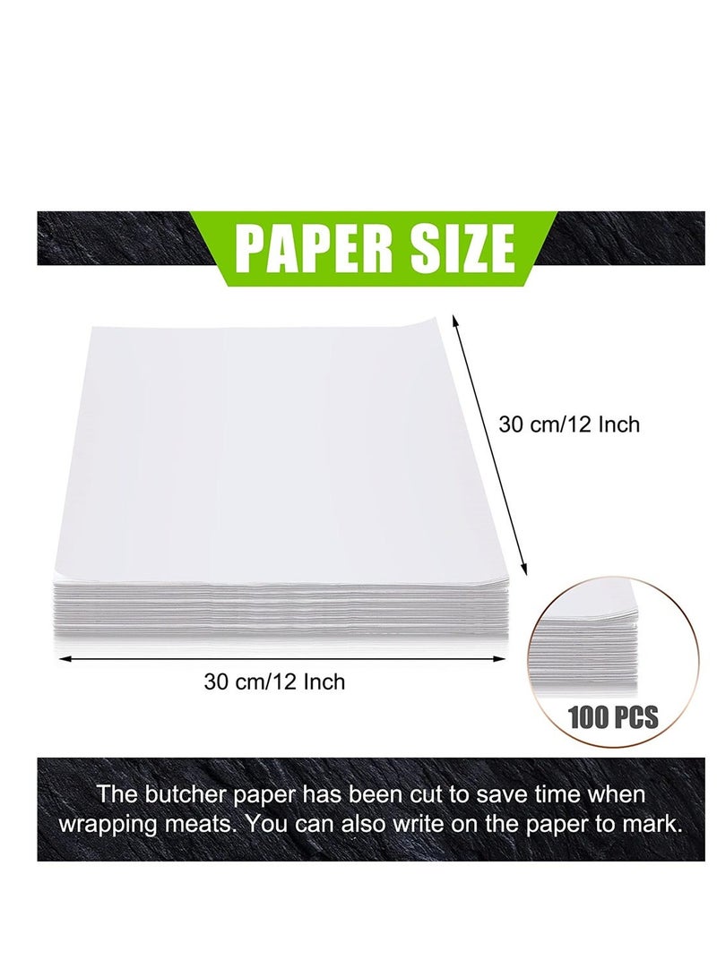 XiuWoo White Butcher Paper 100 Pieces 12 x Inches Disposable Sheets Square Meat Sheet Precut No Wax for Wrapping Heat PressArt Project - Image 3