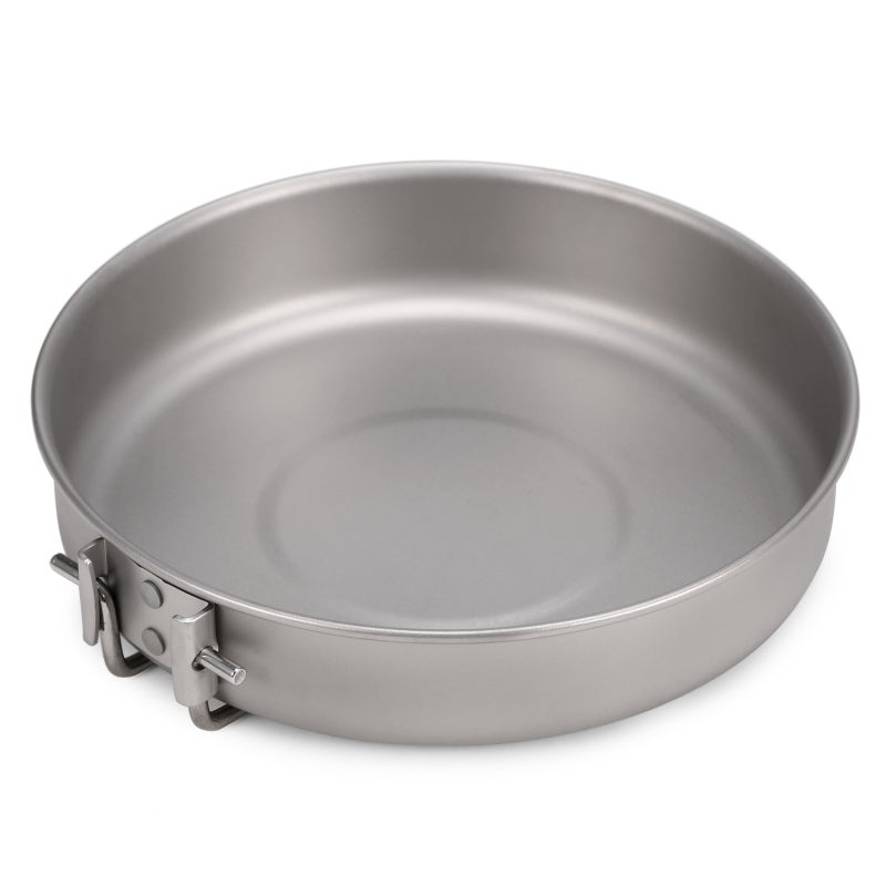 Titanium Fry Pan: 750ml Pure Titanium Construction - Super Light Corrosion-Resistant Foldable Handle Frypan for Camping Hiking Backpacking Home Picnic - Image 5