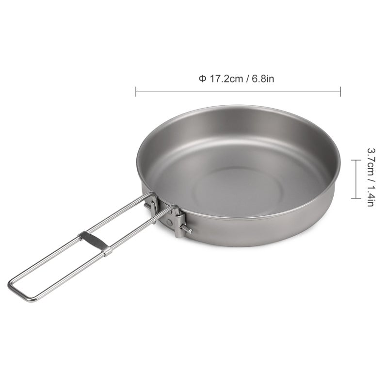 Titanium Fry Pan: 750ml Pure Titanium Construction - Super Light Corrosion-Resistant Foldable Handle Frypan for Camping Hiking Backpacking Home Picnic - Image 2