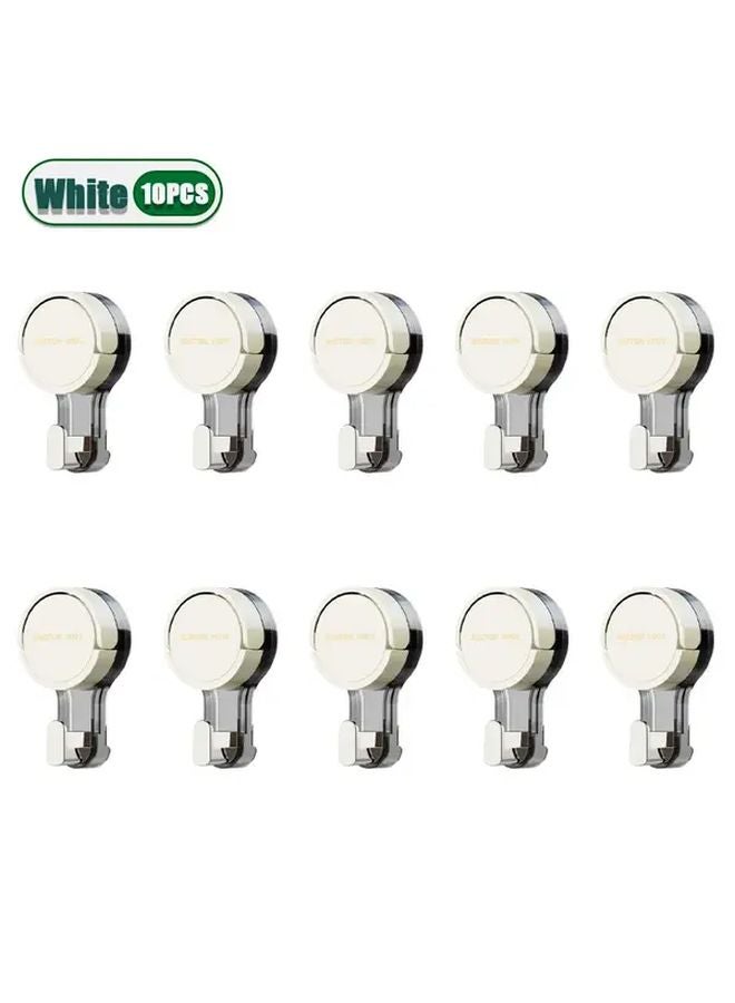 White 10PCS Heavy Duty Waterproof Suction Cup Hooks No Drill Adhesive Shower Hooks - Image 1