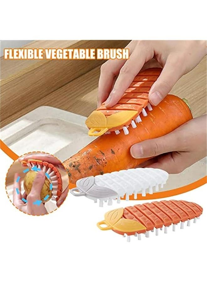 Flexible Brush for Cleaning Fruits and Vegetables - Ideal for Carrots, Potatoes, Radishes, and Corn - Kitchen Gadget for Easy Scrubbing and Washing