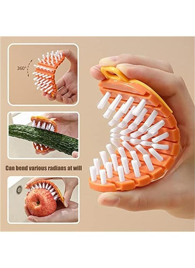 Flexible Brush for Cleaning Fruits and Vegetables - Ideal for Carrots, Potatoes, Radishes, and Corn - Kitchen Gadget for Easy Scrubbing and Washing