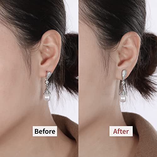 JIACHARMED Earring Backs for Droopy Ears, 18K Gold Silicone Earring Backs for Studs Heavy Earring,Rubber Flat Earring Backing Tigh Hold Lifters Support Replacement in 2 Colors: White Gold,14K Gold - Image 3