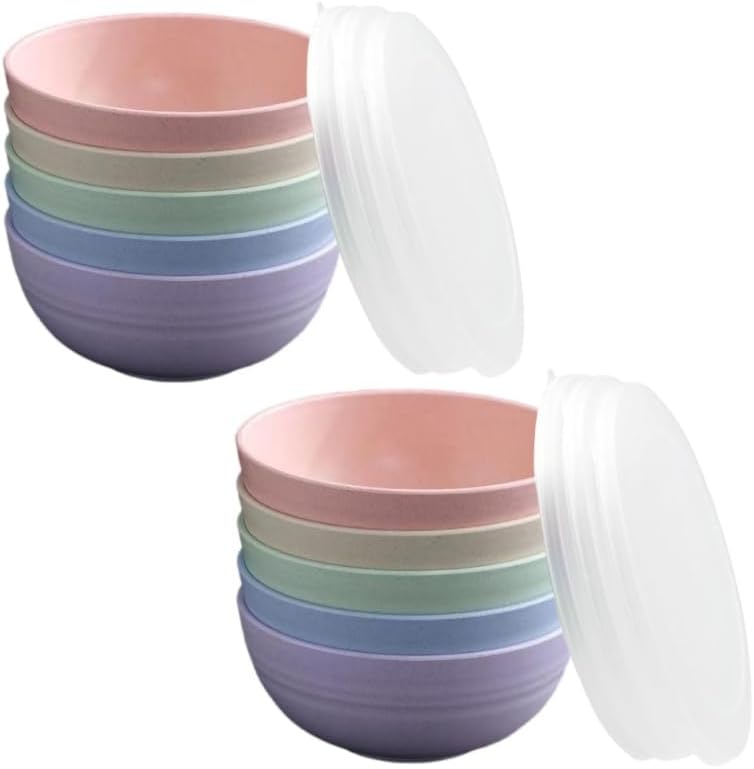 falichchch 10 Pack Unbreakable Wheat Straw Bowls with Lid 26 OZ Cereal Bowls for Kitchen Dishwasher Safe Soup and Salad Bowls Reusable microwave bowl for Ice CreamSnack and Fruits - Image 5